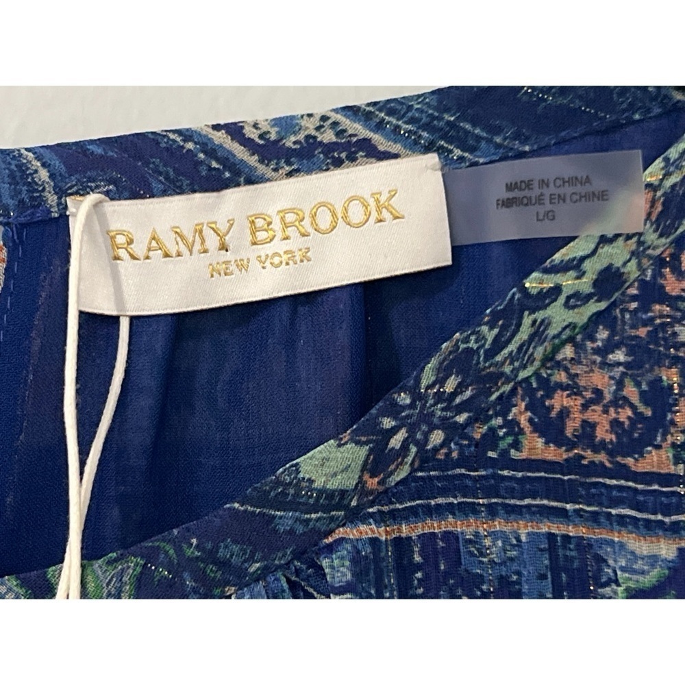 Ramy Brook Patchwork Printed Paris Dress Women’s Large Blue Sleeveless Mini - Picture 13 of 17